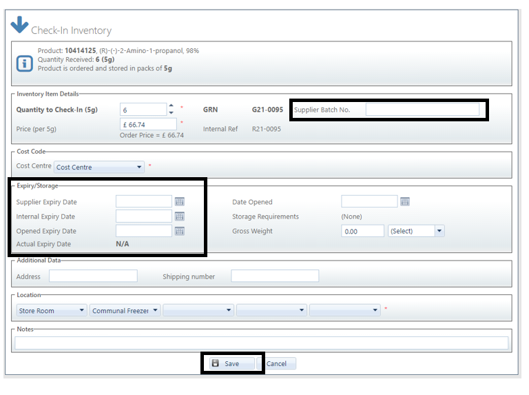 How to check in inventory