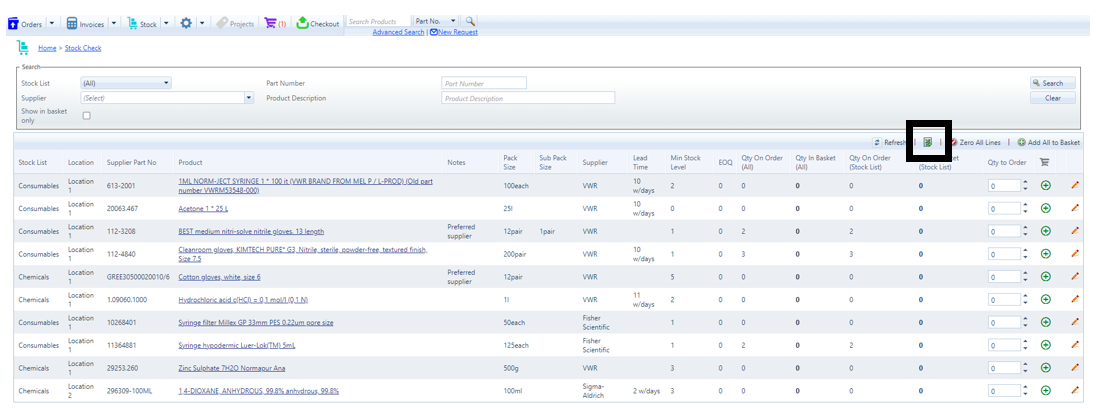 How to carry out a Stock Check and place orders from the Stock Check Page