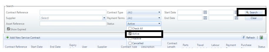 How to make a Service Contract inactive