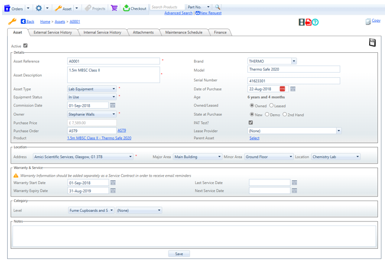 Asset Record View – What are the different tabs?