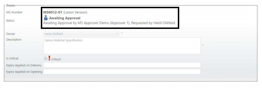 How to Request Approval for a Material Specification